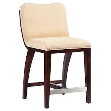 High End Counter Stool with Decorative, Exposed Wood Curve Back